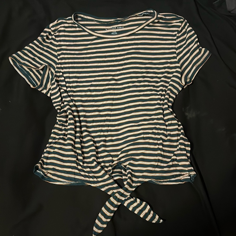 American Eagle Striped Top with Bow